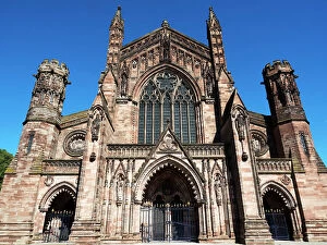 Places Of Worship Gallery: West Front of Hereford Cathedral, Hereford, Herefordshire, England, United Kingdom, Europe