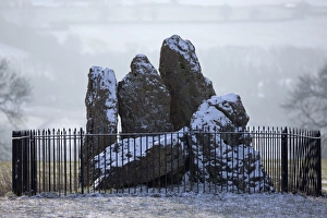 The Whispering Knights in snow, The Rollright Stones, near Chipping Norton, Cotswolds The Whispering Knights in snow, The Rollright Stones, near Chipping Norton, Cotswolds