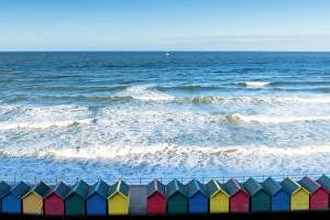 Whitby beach huts, Yorkshire, England, United Kingdom, Europe Whitby beach huts, Yorkshire, England, United Kingdom, Europe
