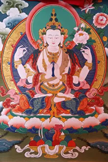 White Tara Gallery: White Tara, Tibetan thanka, Shedub Choekhor Ling Monastery, Mont Saleve, Haute-Savoie