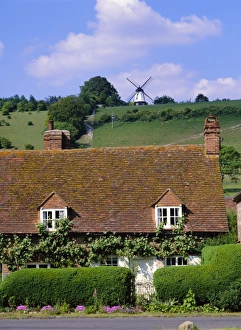 Windmill overlooking the village of Turville in the Chilterns, Buckinghamshire Windmill overlooking the village of Turville in the Chilterns, Buckinghamshire