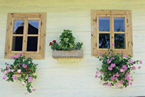 Windows of one of unique village architecture houses Windows of one of unique village architecture houses