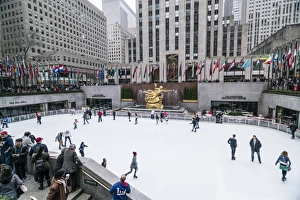 The winter ice skating rink in Rockefeller Plaza, New York City, United States of America The winter ice skating rink in Rockefeller Plaza, New York City, United States of America