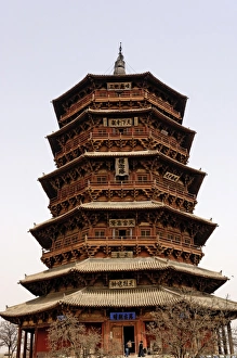Wooden pagoda, the oldest and tallest wooden structure in China, built during the Liao Dynasty in the 11th century Wooden pagoda, the oldest and tallest wooden structure in China, built during the Liao Dynasty in the 11th century