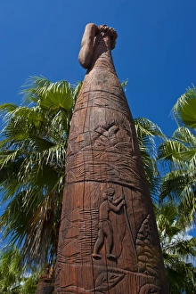 Wooden statues in the sculpture garden of La Foa, West coast of Grand Terre, New Caledonia, Melanesia, South Pacific Wooden statues in the sculpture garden of La Foa, West coast of Grand Terre, New Caledonia, Melanesia, South Pacific