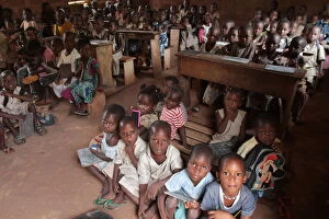 Wore African school classroom, Hevie, Benin, West Africa, Africa