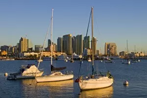 Images Dated 27th January 2009: Yachts and San Diego skyline, California, United States of America, North America