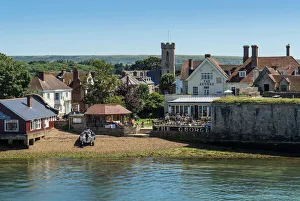 Prints of Yarmouth from The Solent in summer, Isle of Wight, England, United Kingdom, Europe Isle Of Wight Prints: Yarmouth Print from The Solent
