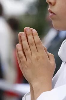 Obscured Face Collection: Youth praying, Paris, France, Europe