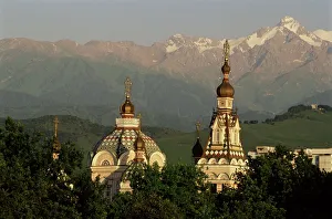 Central Asia Gallery: Zenkov Cathedral and Tien Shan mountains