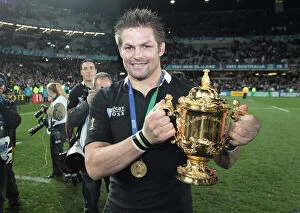 All Blacks Collection: All Black captain Richie McCaw with the Webb Ellis Cup