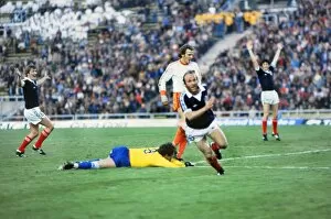 Football Posters: Archie Gemmill celebrates his famous goal against Holland at the 1978 World Cup