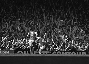 Arsenals Charlie Nicholas celebrates in front of the North Bank Arsenals Charlie Nicholas celebrates in front of the North Bank