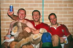Images Dated 5th June 2009: Dean Richards, Wade Dooley and Paul Ackford celebrate the British Lions test series victory