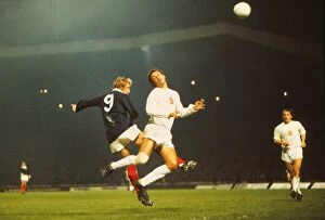 2010 South Africa Gallery: Denis Law jumps for a header during the game that gave Scotland qualification for the 1974 World Cup