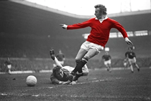 Denis Law scores for Manchester United (colour popped) Denis Law scores for Manchester United (colour popped)