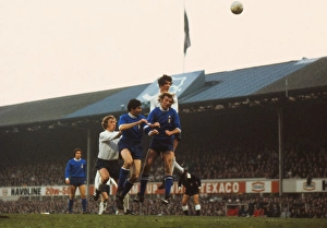 Derbys Roger Davies wins a header during the 1973 European Cup semi-final Derbys Roger Davies wins a header during the 1973 European Cup semi-final