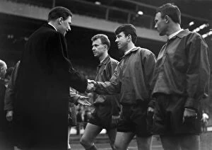 Images Dated 19th April 2013: The Earl of Harewood shakes hands with Preston North Ends Howard Kendall - 1964 FA Cup Final
