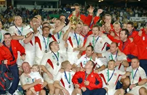 Images Dated 4th June 2001: The England team celebrate after winning the rugby World Cup