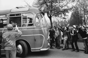 Chelsea Bus Arrives at Villa Park Print