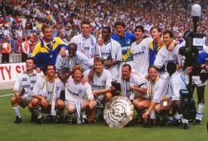 1992 FA Charity Shield Print: Leeds United Team Group with the Shield