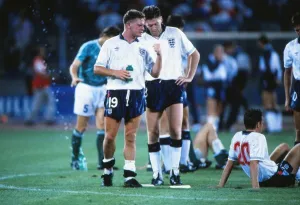 Paul Gascoigne Prints: Paul Gascoigne and Chris Waddle Print before Italia 90 Penalty Shoot-out