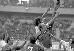 Frances Elie Cester and Englands Roger Uttley jump in a line-out - 1974 Five Nations Frances Elie Cester and Englands Roger Uttley jump in a line-out - 1974 Five Nations