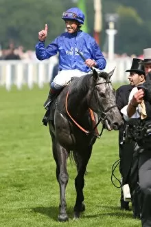 Images Dated 21st June 2012: Frankie Dettori celebrates victory in the 2012 Royal Ascot Gold Cup