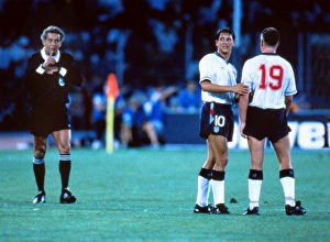 Gary Lineker consoles Paul Gascoigne during the semi-final against West Germany at Italia Gary Lineker consoles Paul Gascoigne during the semi-final against West Germany at Italia