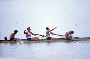 Images Dated 5th August 2009: The GB Coxed Four rowers win gold at the 1984 Los Angeles Olympics