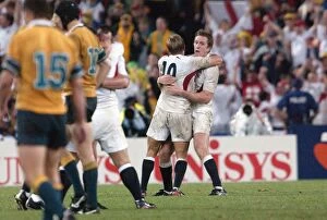 Images Dated 19th April 2001: Will Greenwood and Jonny Wilkinson celebrate after the final whistle, 2003 World Cup Final