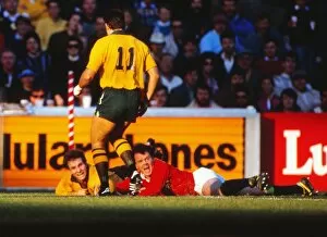 Images Dated 15th July 1989: Ieuan Evans scores his famous try for the Lions in the 3rd Test - 1989 British Lions Tour of