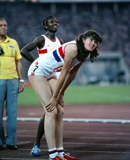 Images Dated 9th August 2011: Kathy Smallwood and Beverley Goddard after the 1980 Olympic 200m final