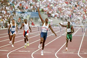 Images Dated 4th January 2012: Kevin Young of the USA wins gold in the 400m hurdles at the 1992 Barcelona Olympics