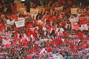 Manchester United Gallery: Manchester United fans show their banners in the Wembley stands during the 1977 FA Cup Final
