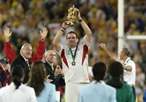 Images Dated 19th April 2001: Martin Johnson lifts the Rugby World Cup