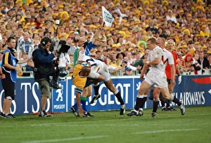 Mike Tindall dump tackles George Gregan off the field during the 2003 World Cup Final Mike Tindall dump tackles George Gregan off the field during the 2003 World Cup Final