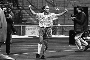 Images Dated 20th October 1993: Norwich Citys Jeremy Goss celebrates victory against Bayern Munich in 1993 +