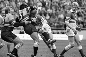 Images Dated 27th August 2010: Philippe Sella puts in a big tackle on Danie Gerber in 1986