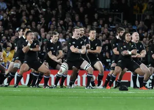 Print of The All Blacks performing the Haka at Eden Park Stadium