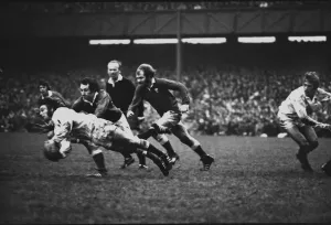 Gareth Edwards a true legend: Jan Webster dive-passes against Wales Print, 1972 Five Nations Rugby Union