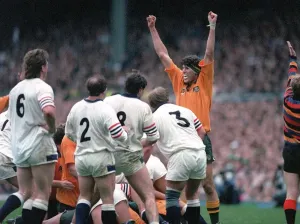 Rugby World Cup Prints: John Eales celebrates at the 1991 Rugby World Cup Final Print