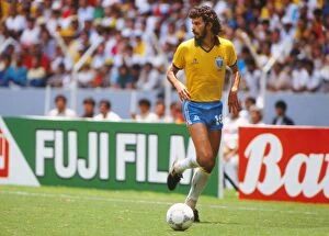 1986 Mexico Gallery: Socrates on the ball at the 1986 World Cup