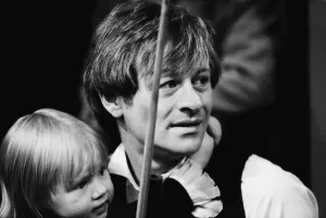 Snooker Prints: Alex Higgins with his daughter Lauren, Print