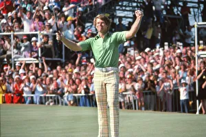 Tom Watson celebrates sinking the winning putt at the 1977 Open Championship Tom Watson celebrates sinking the winning putt at the 1977 Open Championship