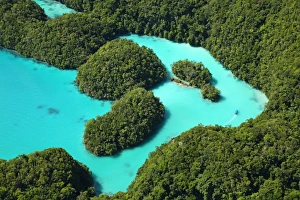 Aerial view of the Milky Way among the islands in the Archipelago of Palau, Republic of Palau Aerial view of the Milky Way among the islands in the Archipelago of Palau, Republic of Palau