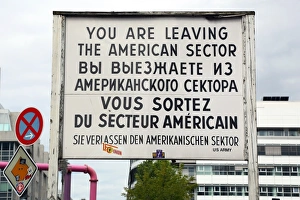 American sector sign at the Checkpoint Charlie border crossing in Berlin, Germany American sector sign at the Checkpoint Charlie border crossing in Berlin, Germany
