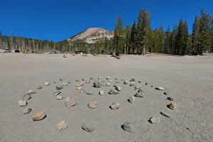 Barren Landscape and circles of stones near Horseshoe Lake, Mammoth Lakes, California Barren Landscape and circles of stones near Horseshoe Lake, Mammoth Lakes, California