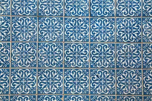 Porto Gallery: Blue patterned tiles on a wall, Porto, Portugal