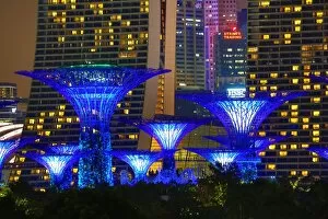 Supertree Grove Gallery: Blue Supertree Grove, Gardens by the Bay, Singapore, Republic
